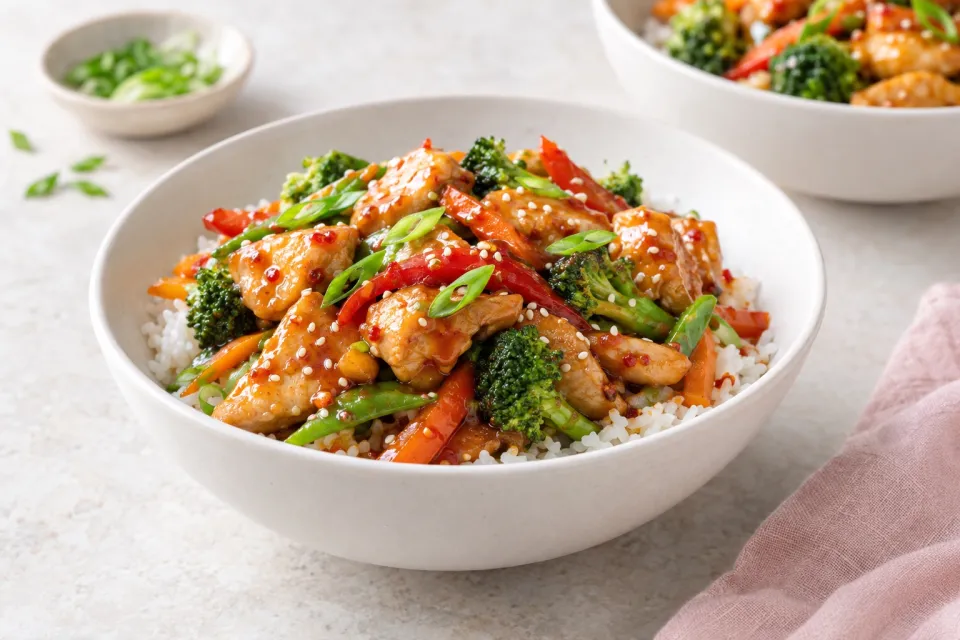 Sweet Chili Chicken Stir Fry Bowls