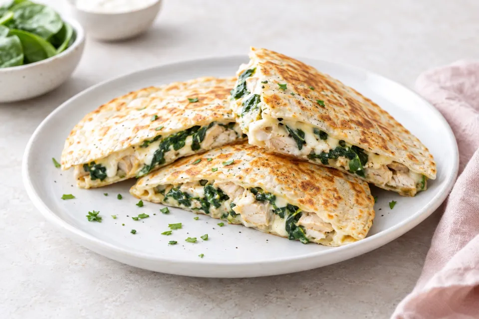 Creamy Chicken and Spinach Quesadillas
