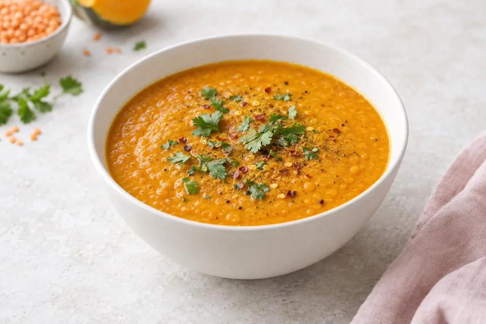 Curried Red Lentil and Pumpkin Soup