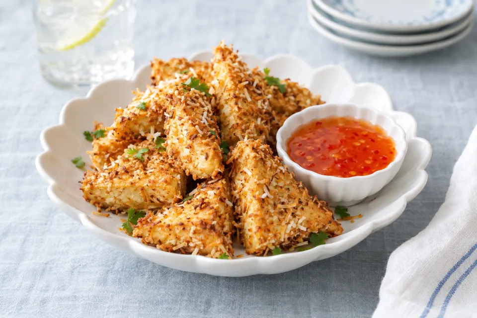 Coconut Crusted Tofu with Sweet Chili Dipping Sauce