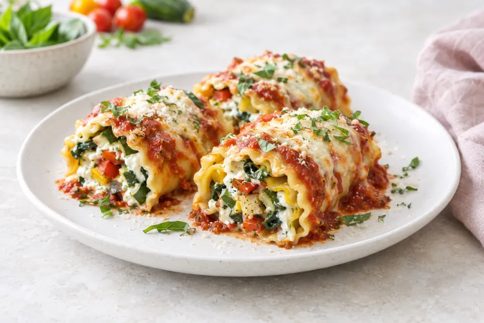 Garden Vegetable Lasagna Roll Ups
