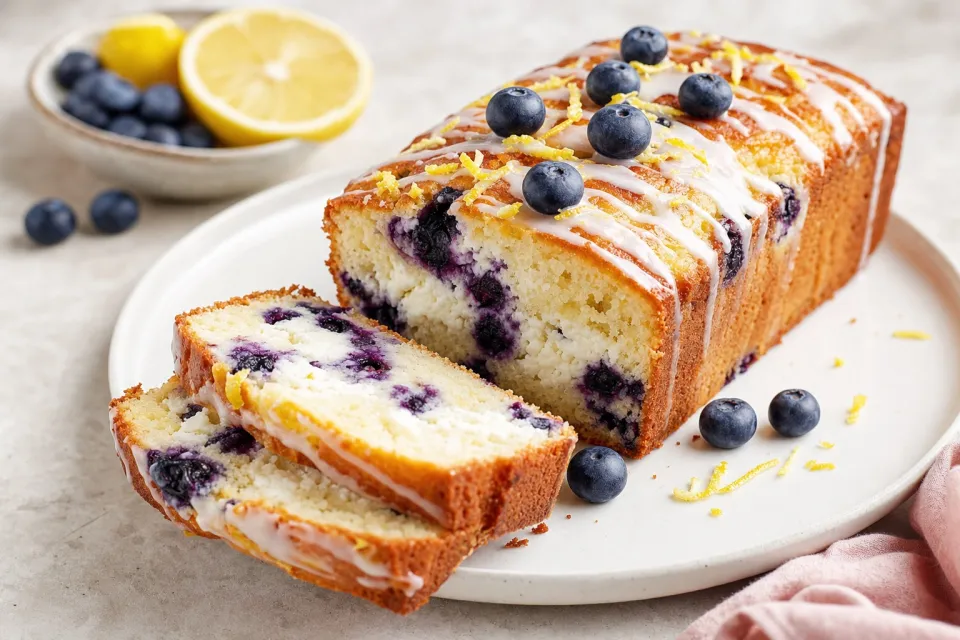 Lemon Blueberry Ricotta Pound Cake