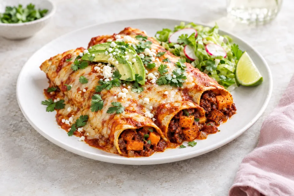 Chorizo and Sweet Potato Enchiladas