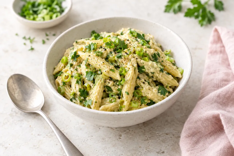 Parsley Scallion Hummus Pasta