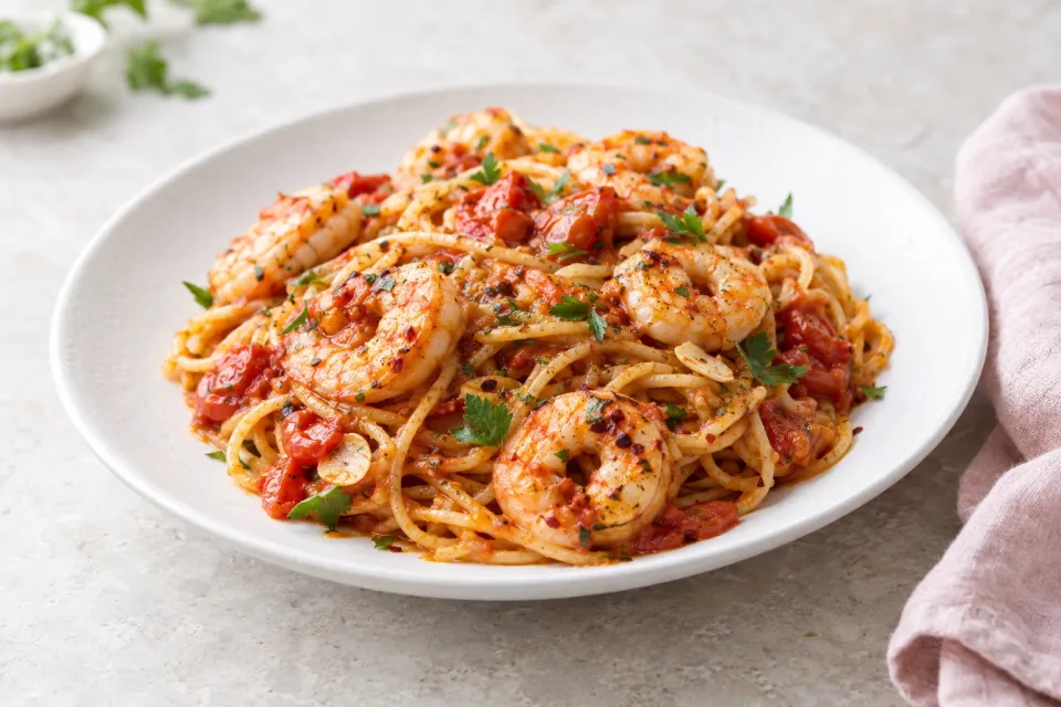 Spicy Shrimp Tomato Pasta