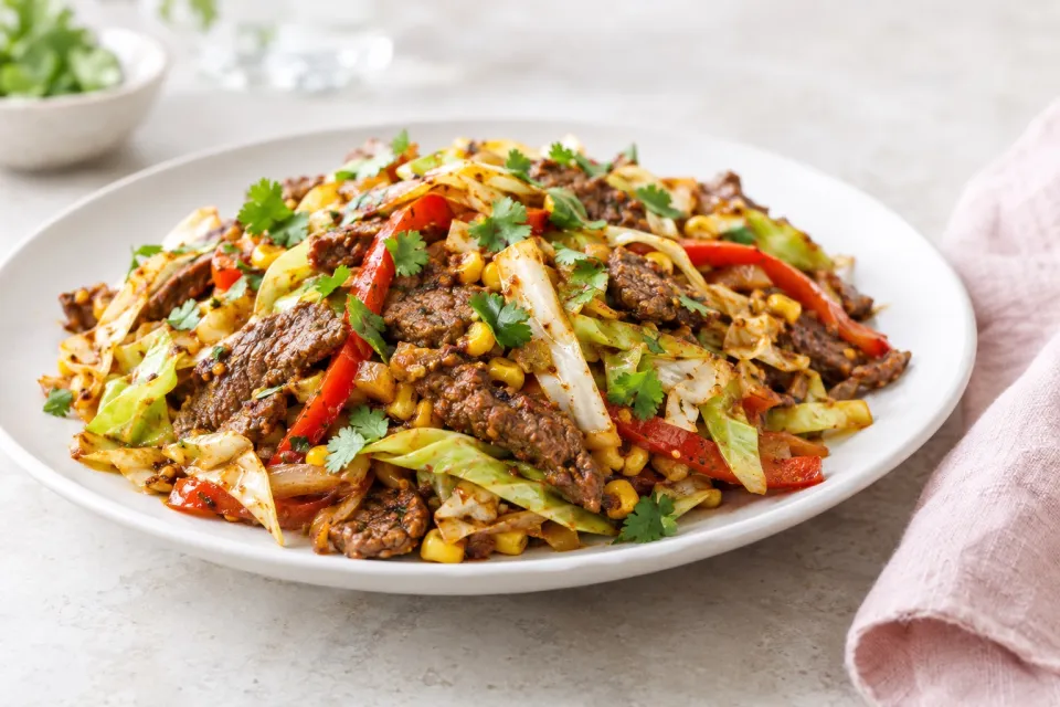 Southwest Beef and Cabbage Stir Fry