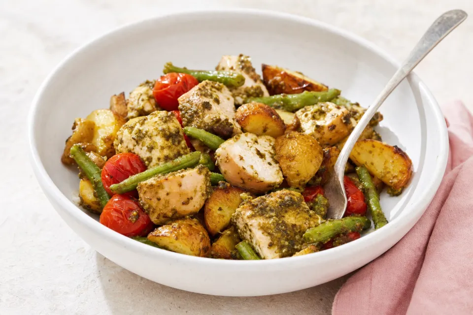 Sheet Pan Pesto Chicken Dinner