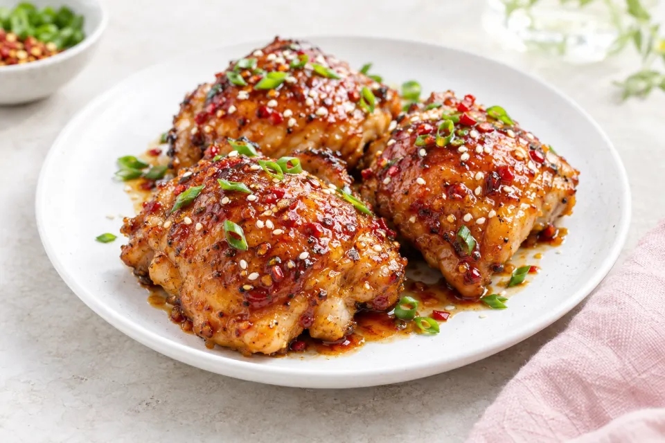 Sweet and Spicy Glazed Chicken Thighs