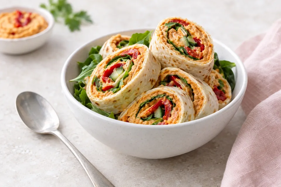 Roasted Red Pepper Hummus Wraps