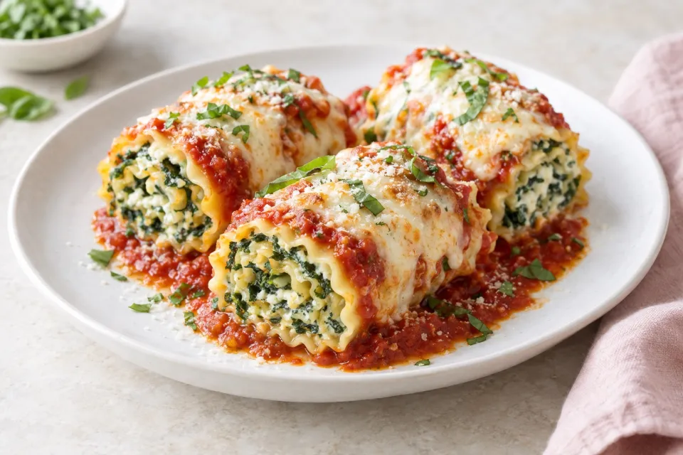 Spinach Lasagna Roll Ups