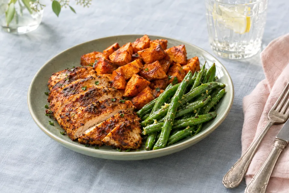 Smoky Chicken and Cinnamon Roasted Sweet Potato Meal Prep