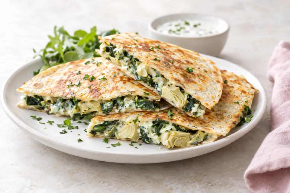 Spinach Artichoke Quesadillas