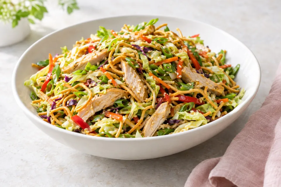 Easy Chinese Chicken Salad with Chow Mein Noodles