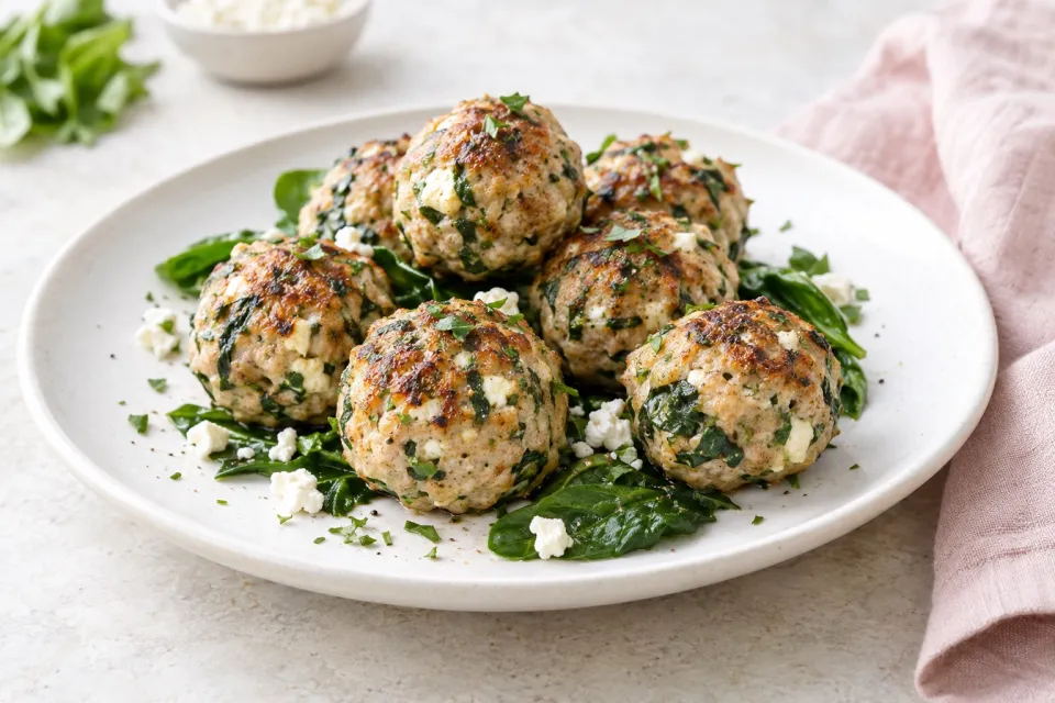 Spinach and Feta Turkey Meatballs