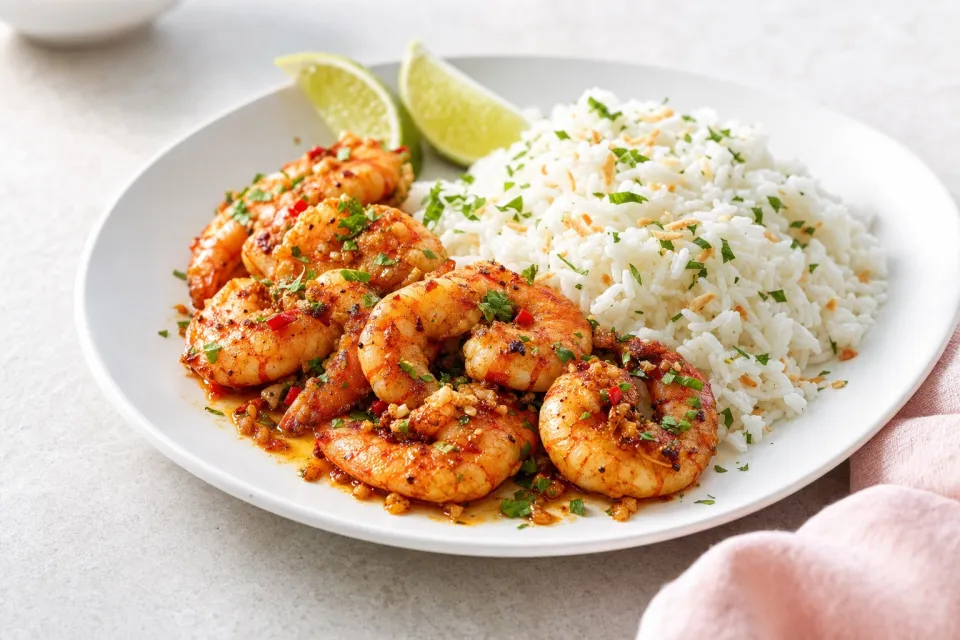 Spicy Garlic Shrimp with Coconut Rice