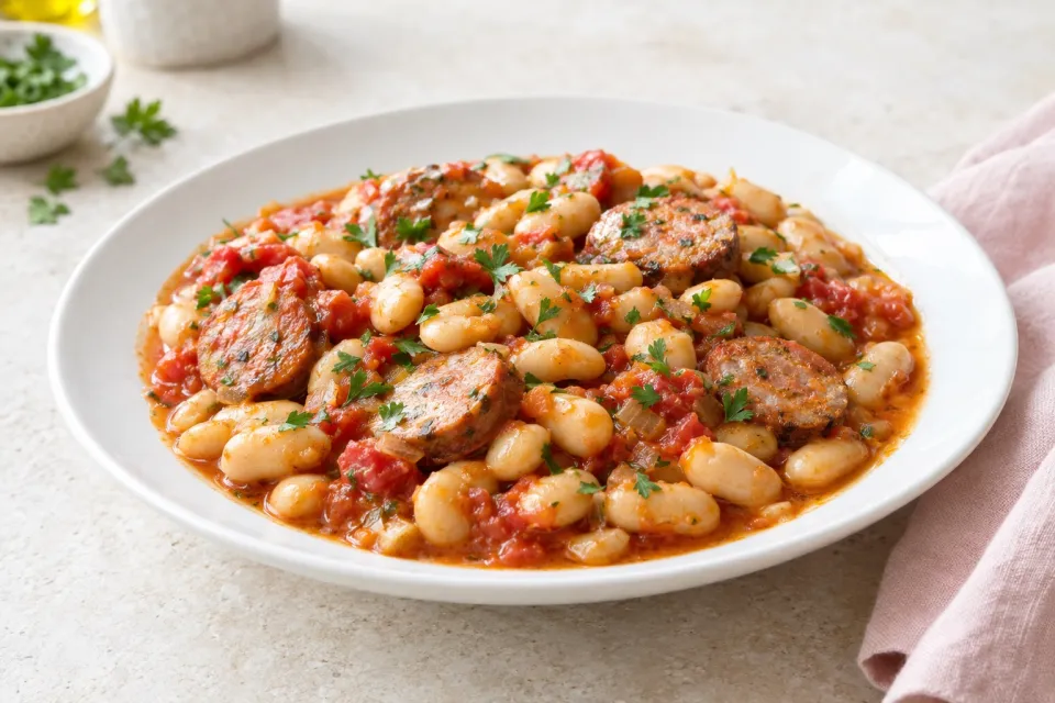 White Beans with Tomato and Sausage