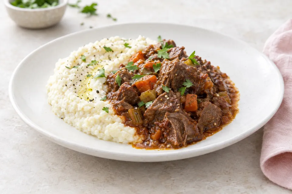 Beef Ragout with Mashed Cauliflower