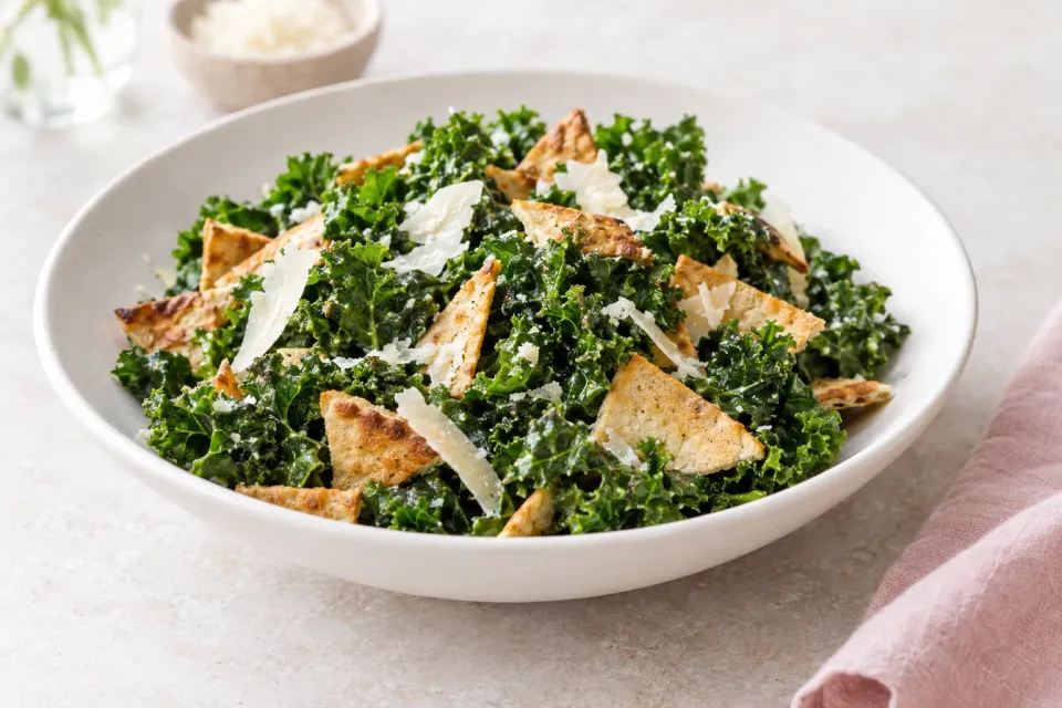 Kale Salad with Toasted Pita and Parmesan