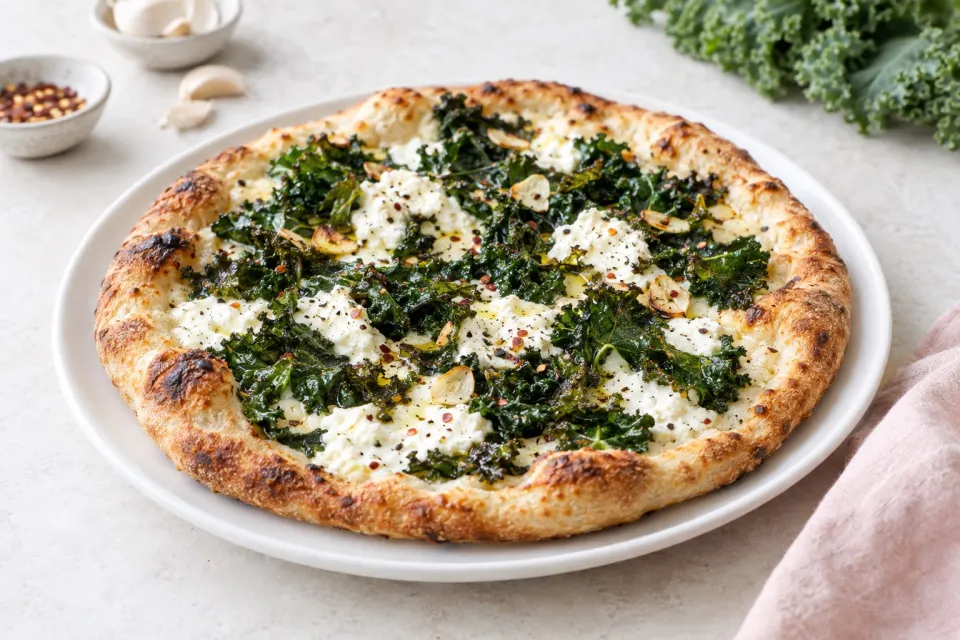Garlicky Kale and Ricotta Pizza