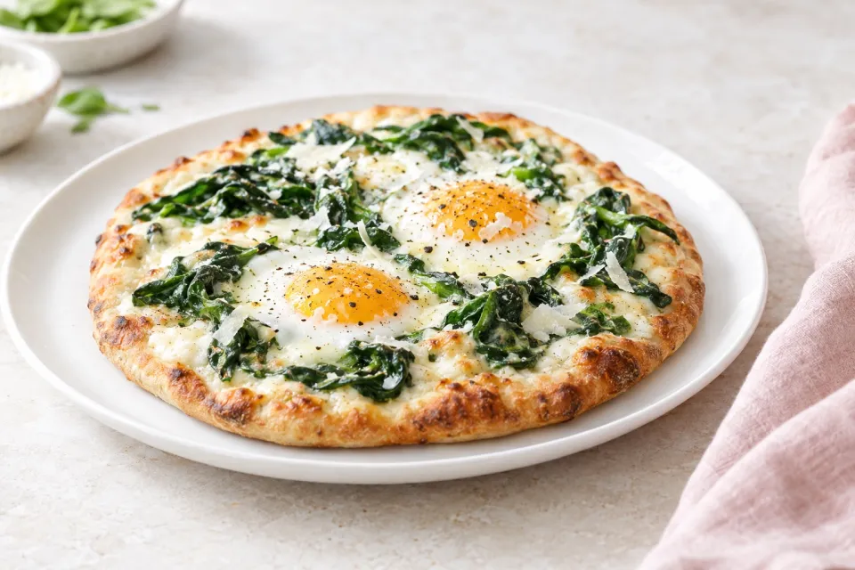 Eggs Florentine Breakfast Pizza