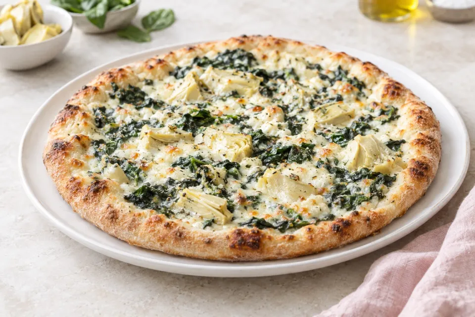 Creamy Spinach Artichoke Pizza