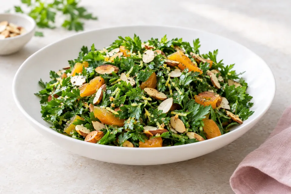 Parsley Salad with Almonds and Apricots