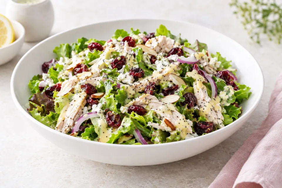 Chicken and Cranberry Salad with Lemon Poppy Seed Dressing
