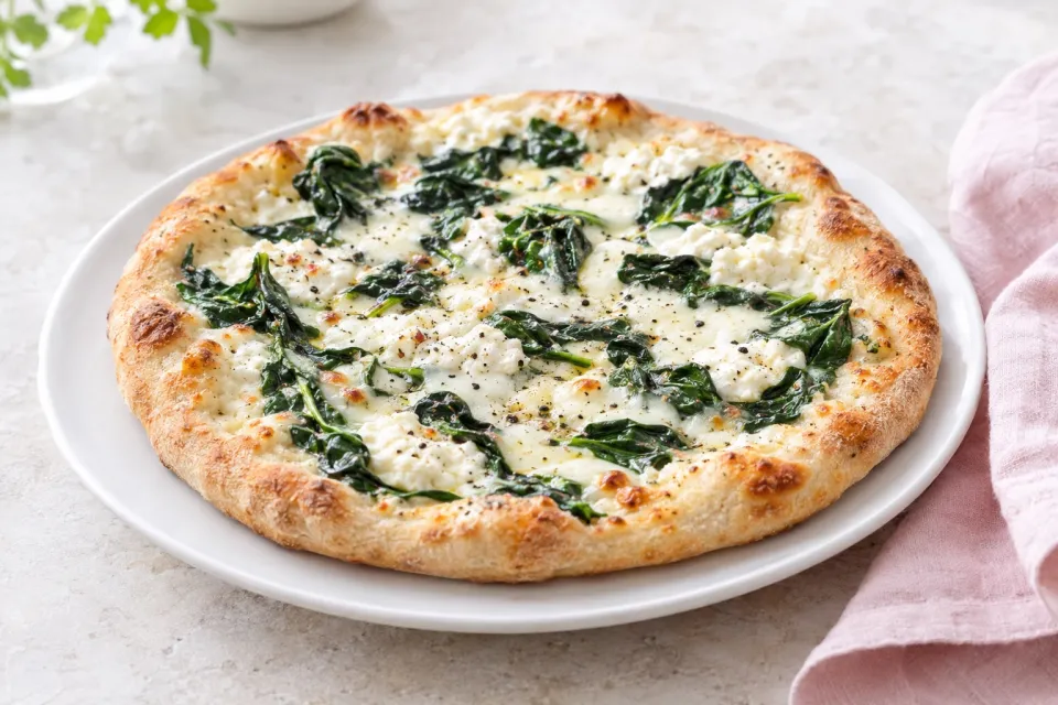 Easy White Spinach Pizza