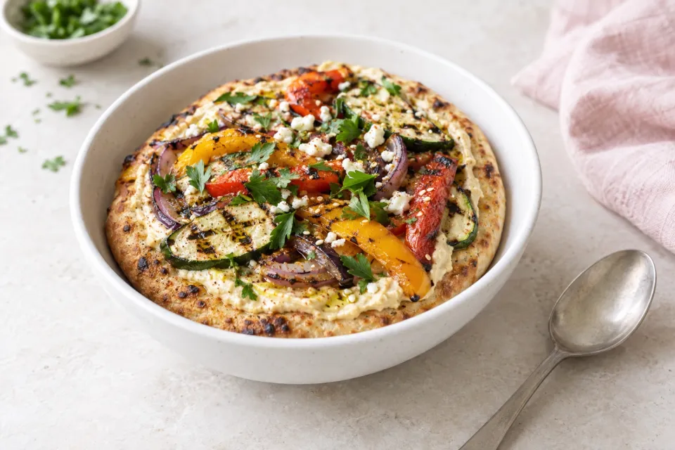 Hummus & Grilled Vegetable Pizza