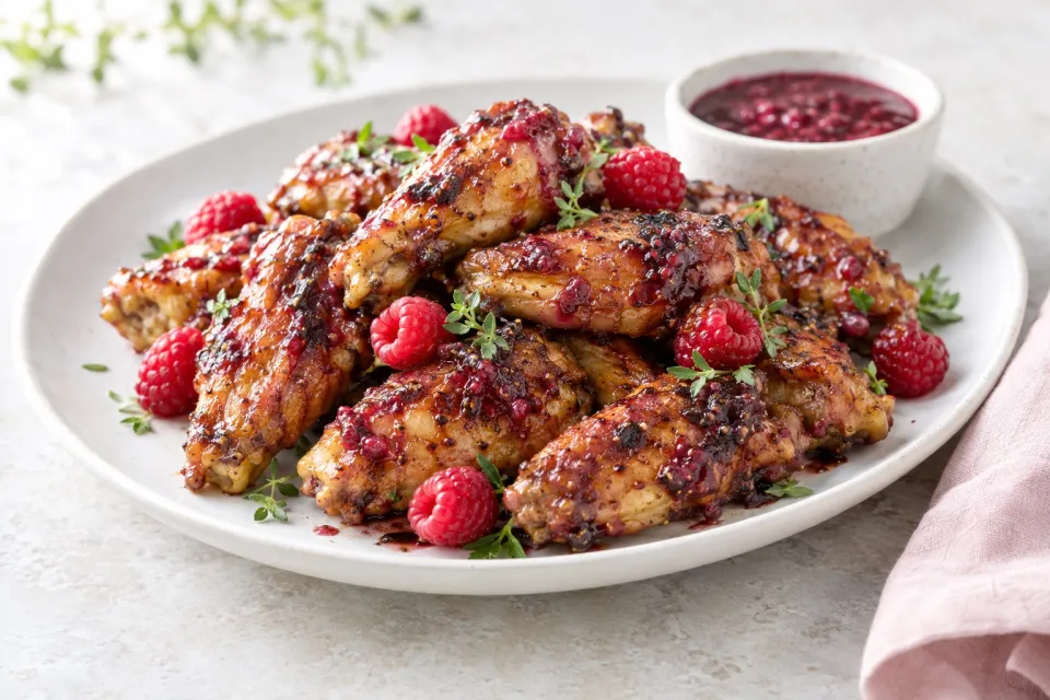 Raspberry Balsamic Baked Chicken Wings