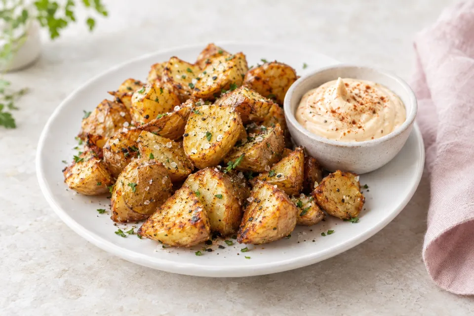 Salt & Vinegar Roasted Potatoes with Smoky Garlic Mayo