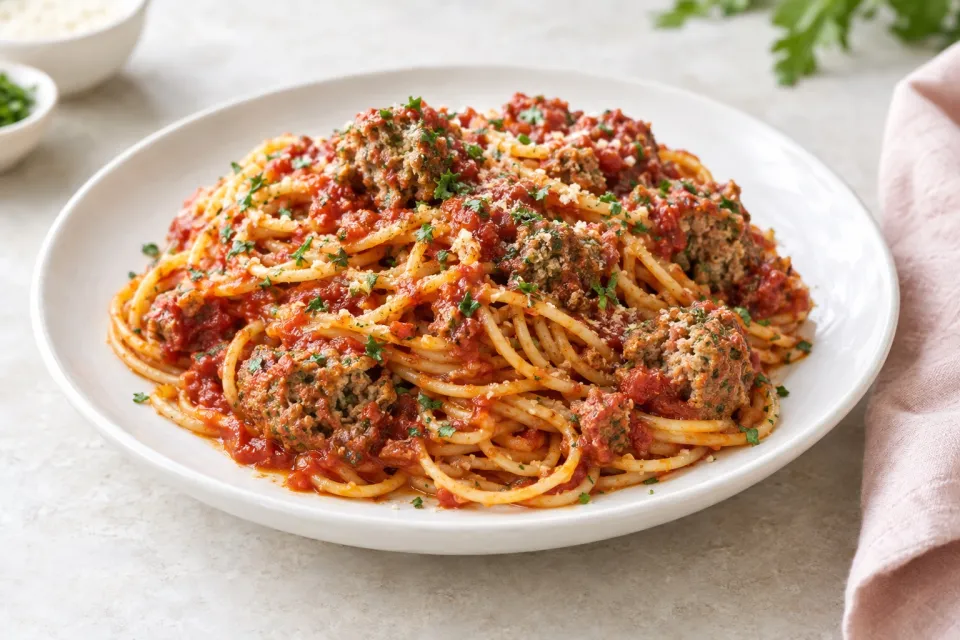 Rao's Spaghetti with Broken Meatball Marinara