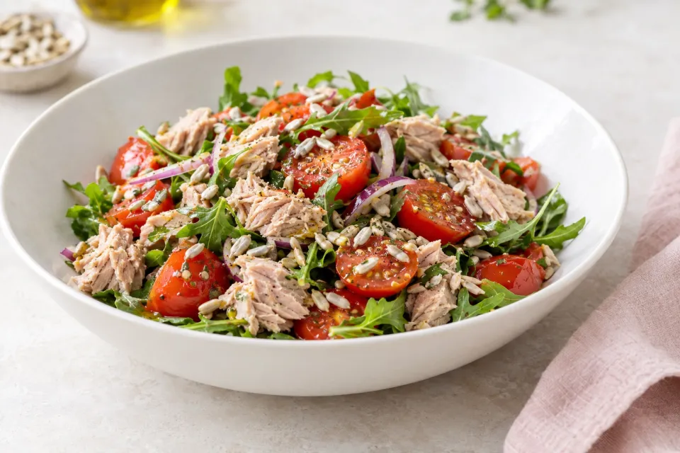 Tuna and Tomato Salad with Sunflower Seeds