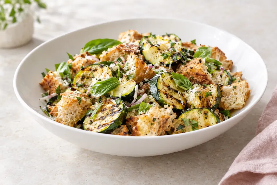 Grilled Zucchini & Bread Salad