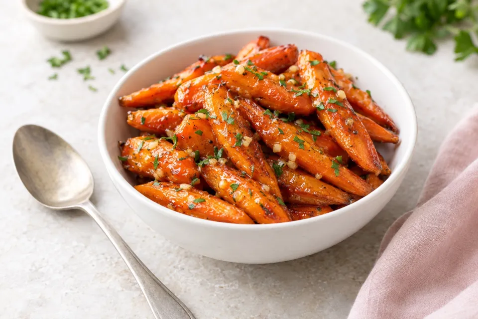Honey Garlic Butter Roasted Carrots
