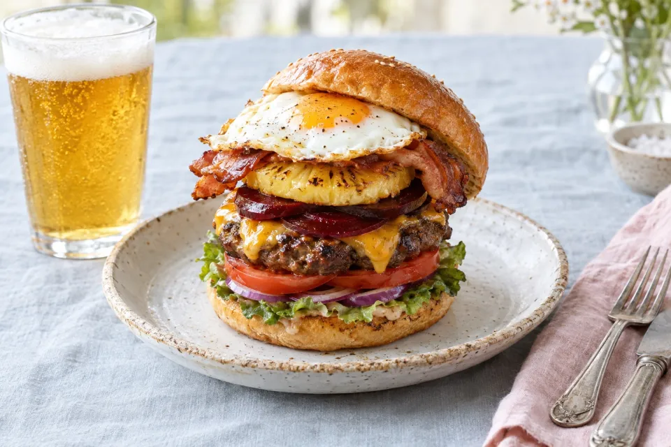 Drunken Aussie Beef Burgers