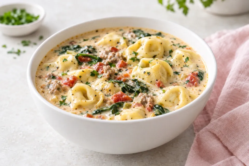 Slow Cooker Creamy Tortellini Soup