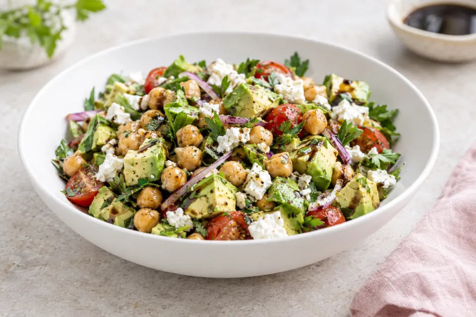 Balsamic Chickpea, Avocado + Feta Salad
