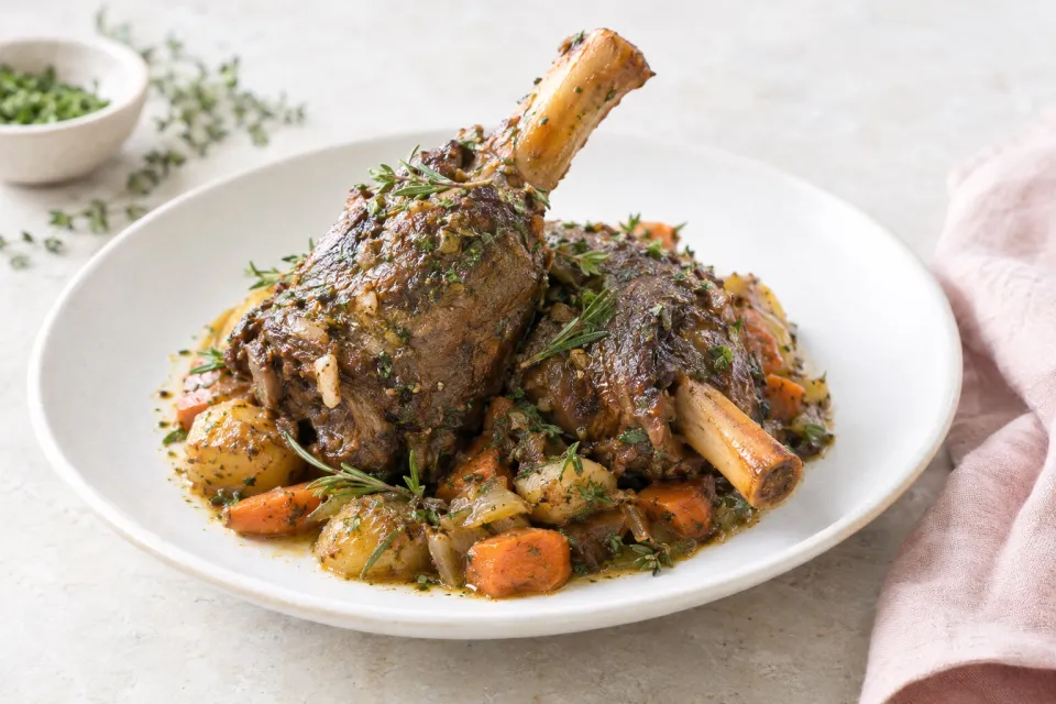 Herb Marinated Braised Lamb Shanks