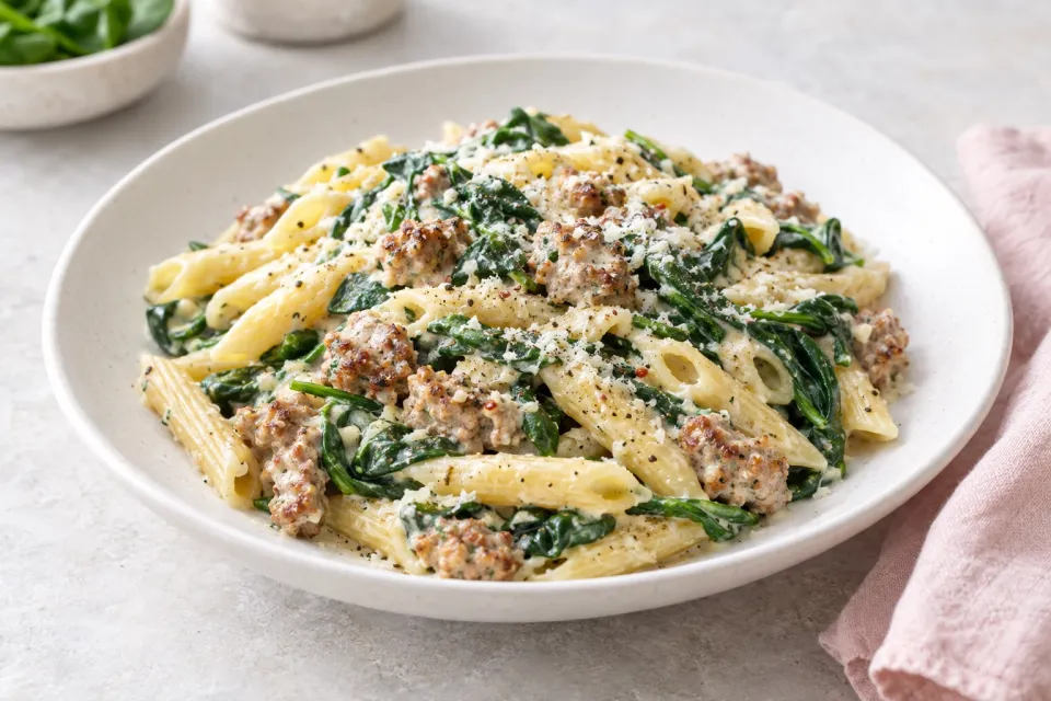 Creamy Spinach & Sausage Pasta