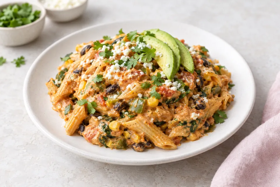 Creamy Vegetarian Enchilada Pasta