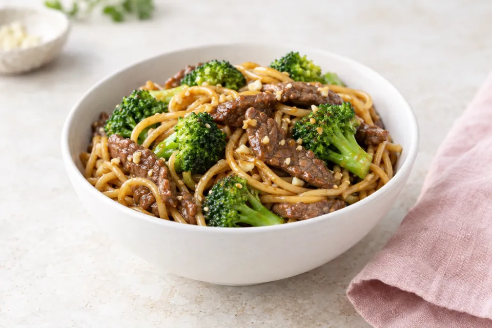 Garlic Noodles with Beef and Broccoli