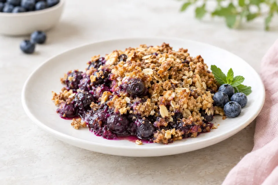 Low-Sugar and Gluten-Free Slow Cooker Blueberry Crisp