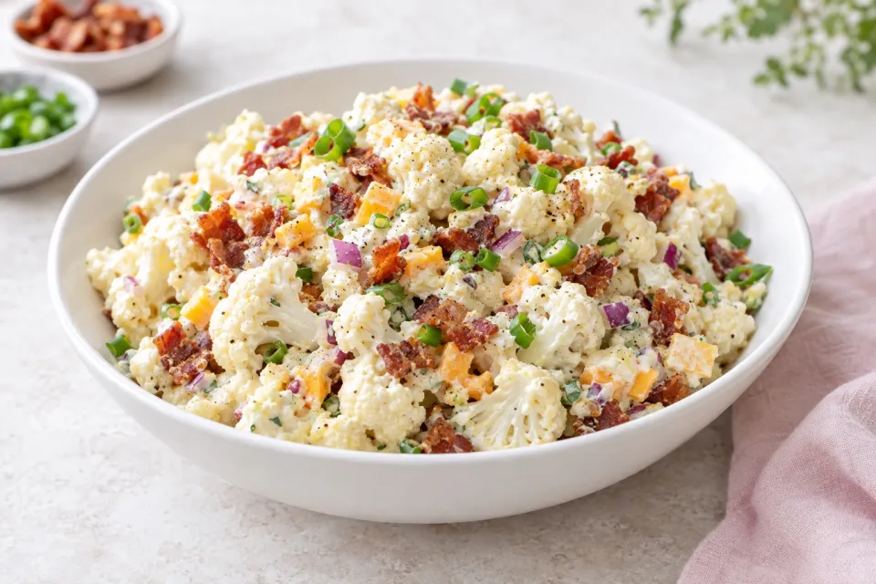 Low-Carb Loaded Cauliflower Mock Potato Salad