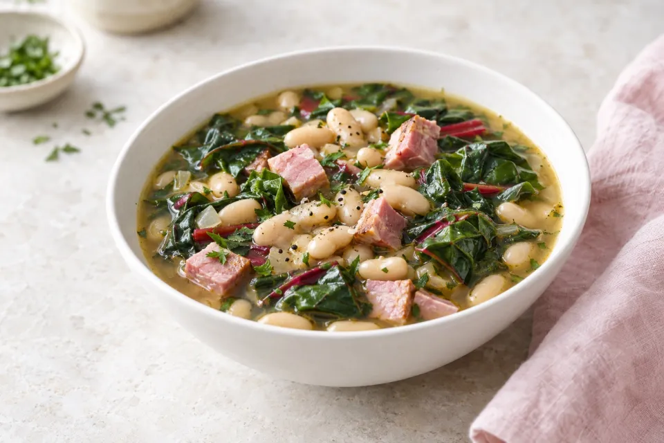 White Bean Soup with Ham and Chard