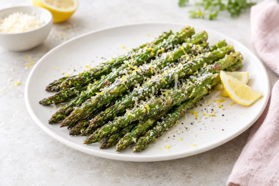 Easy Low-Carb Air Fryer Asparagus with Lemon and Parmesan