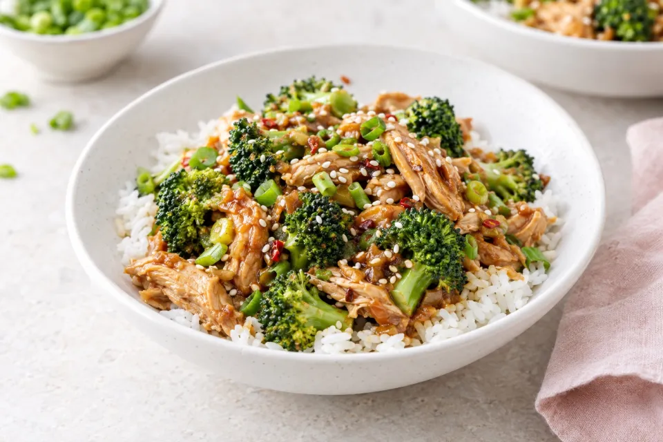 Slow Cooker Asian Chicken Broccoli Bowls
