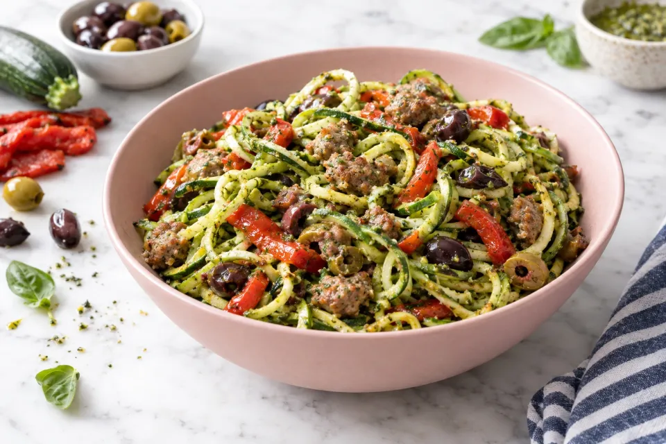 Zucchini Noodle Mock Pasta Salad
