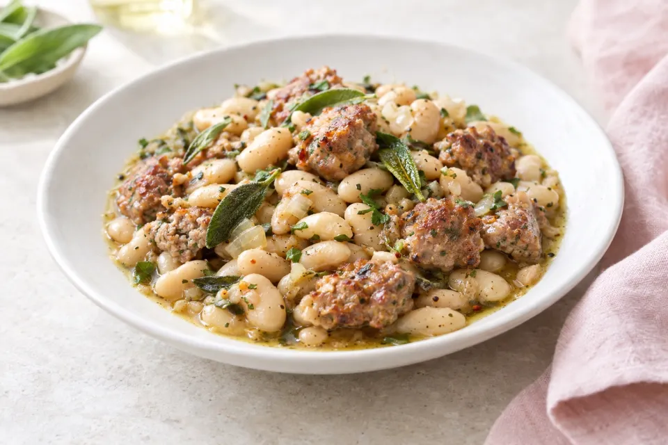 Italian Sausage and White Beans with Sage