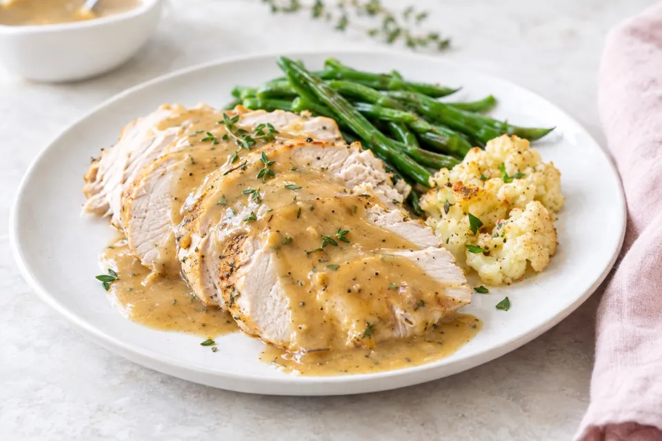 CrockPot or Instant Pot Turkey Breast with Lower-Carb Gluten-Free Gravy